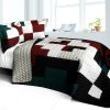 [Cheerful Kissing Fish] 3PC Vermicelli-Quilted Patchwork Quilt Set (Full/Queen Size)