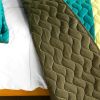 [Distant Letter] 3PC Vermicelli-Quilted Patchwork Quilt Set (Full/Queen Size)