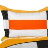 [Tetris - D] Vermicelli-Quilted Patchwork Geometric Quilt Set Full/Queen