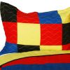 [Elegant Wine] 3PC Vermicelli-Quilted Patchwork Quilt Set (Full/Queen Size)