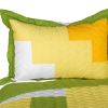 [Zing] Vermicelli-Quilted Patchwork Geometric Quilt Set Full/Queen