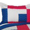 [Beginning] Vermicelli-Quilted Patchwork Geometric Quilt Set Full/Queen
