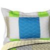[Happiness Field] 3PC Vermicelli-Quilted Patchwork Quilt Set (Full/Queen Size)