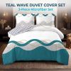 3 Piece Reversible Duvet Cover Set, Heavyweight High-GSM Microfiber Bedding with Zipper & 4 Corner Ties